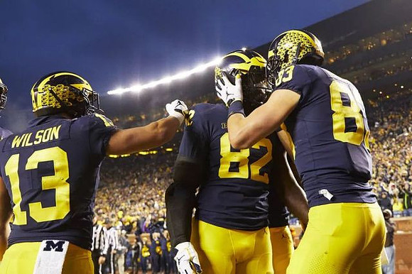 Tru Wilson (13), Nick Eubanks (82), and Zach Gentry (83)