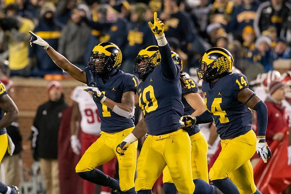 Ambry Thomas (1), Devin Bush (10), Jake McCurry (43), and Josh Metellus (14)