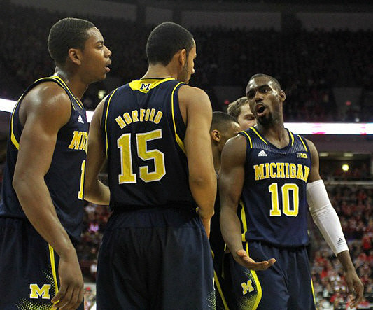 Glenn Robinson III (1), Jon Horford (15), and Tim Hardaway Jr. (10)