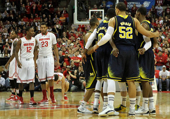 Trey Burke (3), Tim Hardaway Jr. (10), Jordan Morgan (52), and Tim Hardaway Jr. (10)