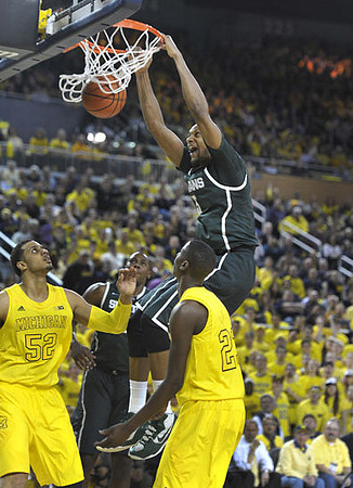 Jordan Morgan (52) and Caris LeVert (23)