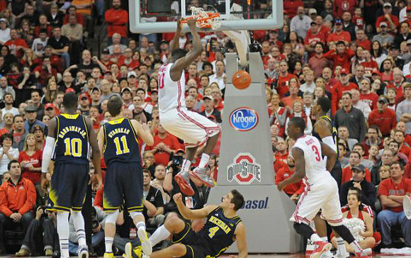 Tim Hardaway Jr. (10), Nik Stauskas (11), and Mitch McGary (4)