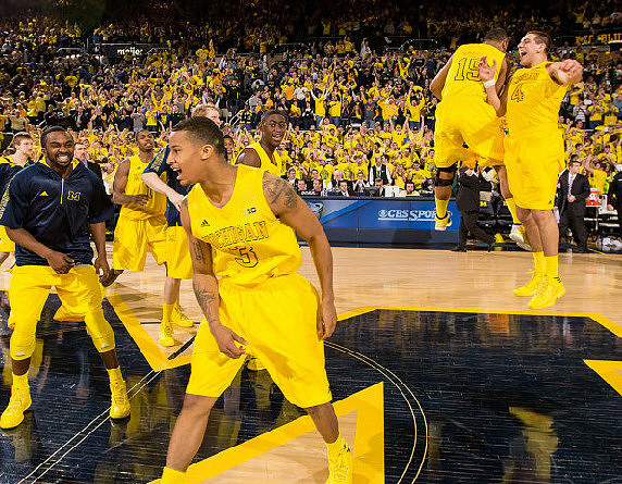 Corey Person (32),  Trey Burke (3), Glenn Robinson III (1), Blake McLimans (22), Jon Horford (15), and Mitch McGary (4)