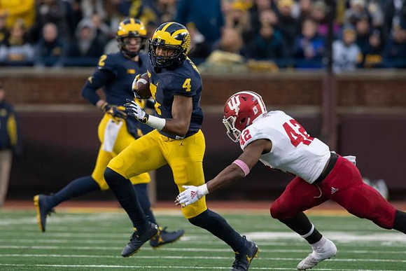 Shea Patterson (2) and Nico Collins (4)