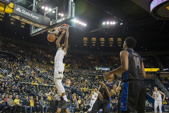 Charles Matthews (1), Eli Brooks (55), and Moritz Wagner (13)