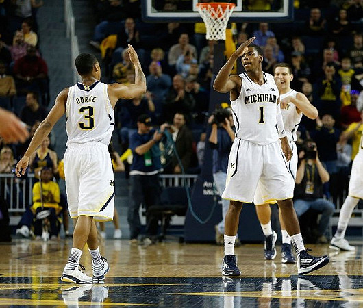 Trey Burke (3), Glenn Robinson III (1), and Mitch McGary (4)