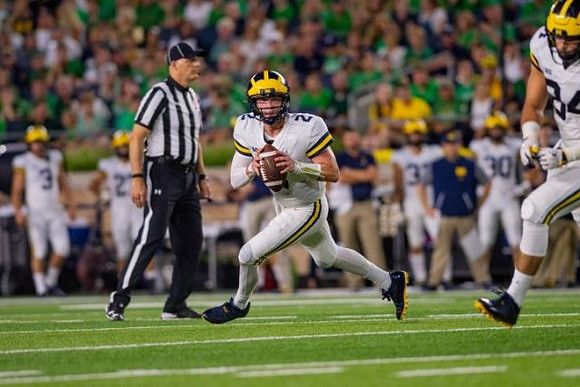 Shea Patterson (2) and Sean McKeon (84)