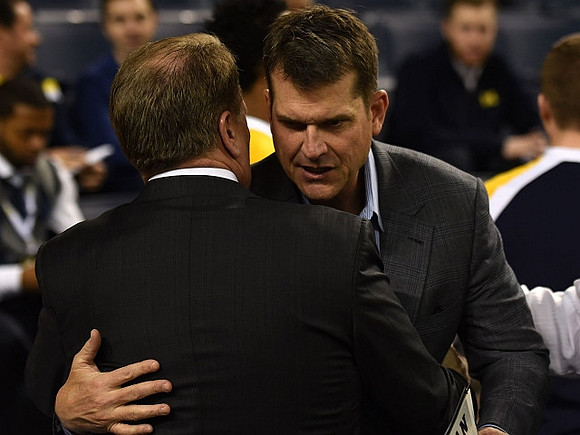 Michigan State Head Coach Tom Izzo and Jim Harbaugh