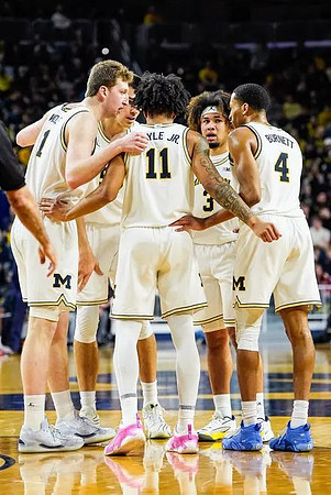 Danny Wolf (1), Vladislav Goldin (50), Roddy Gayle Jr. (11), Tre Donaldson (3), and Nimari Burnett (4)