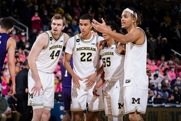 Jaron Faulds (44), Caleb Houstan (22), Eli Brooks (55), and Terrance Williams II (5)
