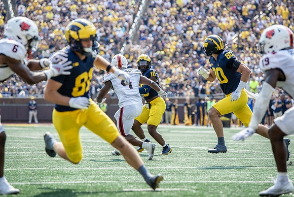 Peyton O'Leary (81), Alex Orji (10), and Hogan Hansen (80)