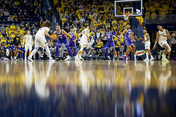Danny Wolf (1), Tre Donaldson (3), Vladislav Goldin (50), Roddy Gayle Jr. (11), and Nimari Burnett (4)