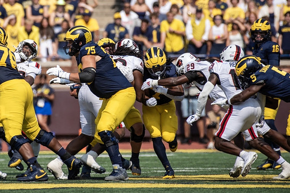 Myles Hinton (78), Andrew Gentry (75), Donovan Edwards (7), and C.J. Charleston (5)