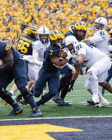 Olusegun Oluwatimi (55), Luke Schoonmaker (86), Donovan Edwards (7), and Trevor Keegan (77)