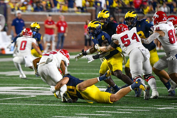 Zeke Berry (10), Josaiah Stewart (0), and Kenneth Grant (78)