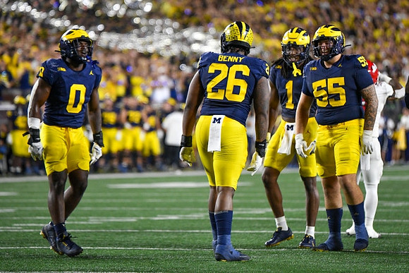 Josaiah Stewart (0), Rayshaun Benny (26), Jaishawn Barham (1), and Mason Graham (55)