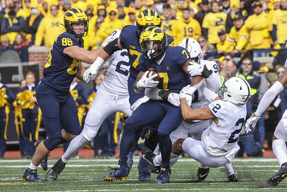 Luke Schoonmaker (86), Ryan Hayes (76), and Donovan Edwards (7)