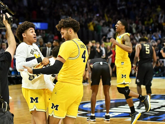 Jordan Poole (2), Isaiah Livers (4), and Charles Matthews (1)
