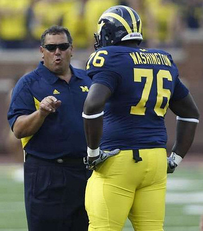 Brady Hoke and Quinton Washington (76)