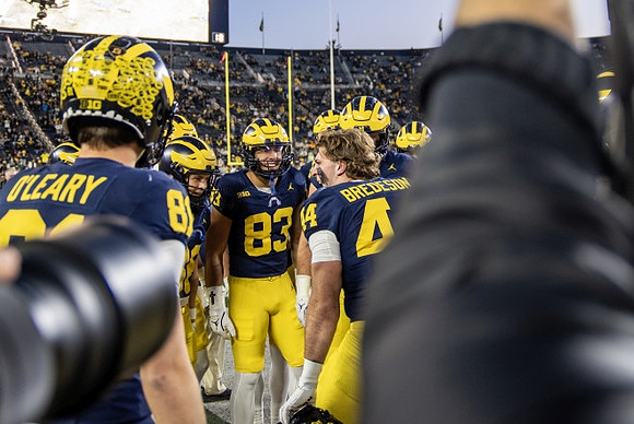 Peyton O'Leary (81), Zack Marshall (83), and Max Bredeson (44)