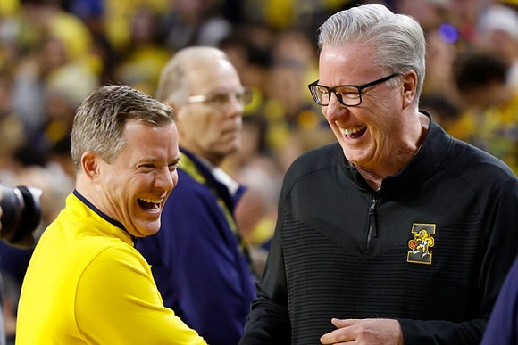 Dusty May and Iowa Head Coach Fran McCaffery