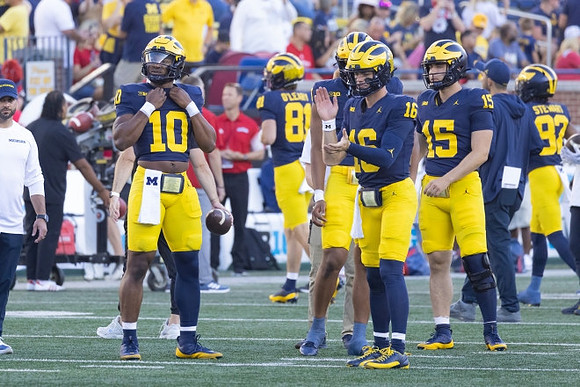 Alex Orji (10), Peyton O'Leary (81), Davis Warren (16), and Anthony Arnou (15)