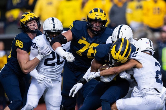 Luke Schoonmaker (86), Ryan Hayes (76), and Donovan Edwards (7)