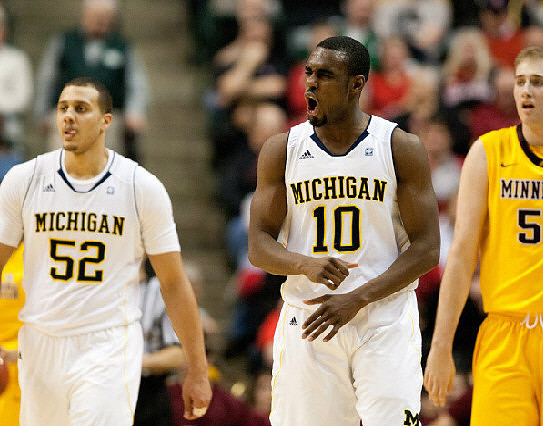 Jordan Morgan (52) and Tim Hardaway Jr. (10)