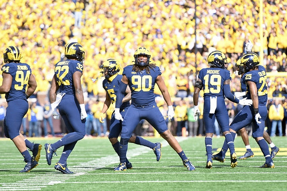 Kris Jenkins (94), Jaylen Harrell (32), DJ Turner (5), Mike Morris (90), Rod Moore (19), and Junior Colson (25)