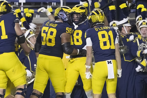 Evan Link (71), Giovanni El-Hadi (58), Colston Loveland (18), and Peyton O'Leary (81)
