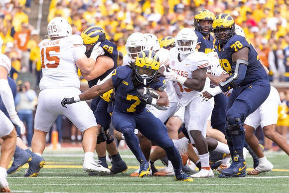Josh Priebe (68), Donovan Edwards (7), and Myles Hinton (78)