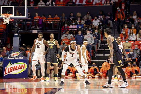 Moussa Diabate (14) and Eli Brooks (55)
