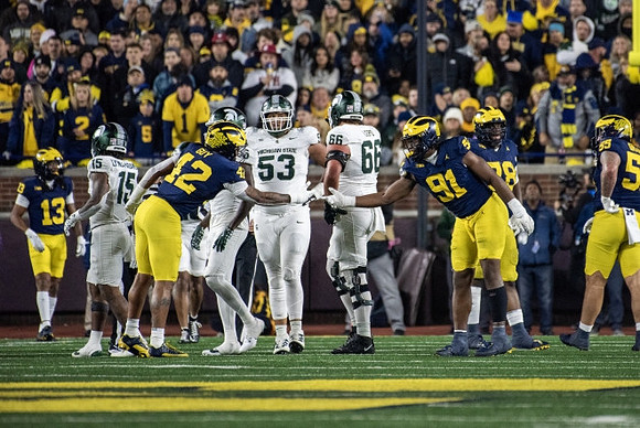 Wesley Walker (13), TJ Guy (42), Cameron Brandt (91), Kenneth Grant (78), and Mason Graham (55)
