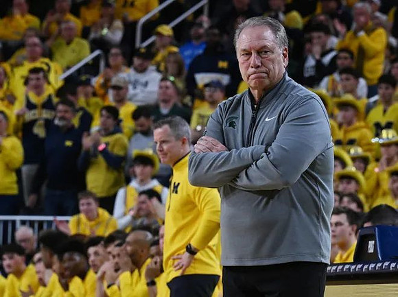 Dusty May and Michigan State Head Coach Tom Izzo