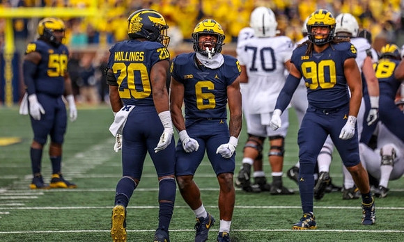 Mazi Smith (58), Kalel Mullings (20), R.J. Moten (6), Mike Morris (90), and Eyabi Anoma Okie (18)